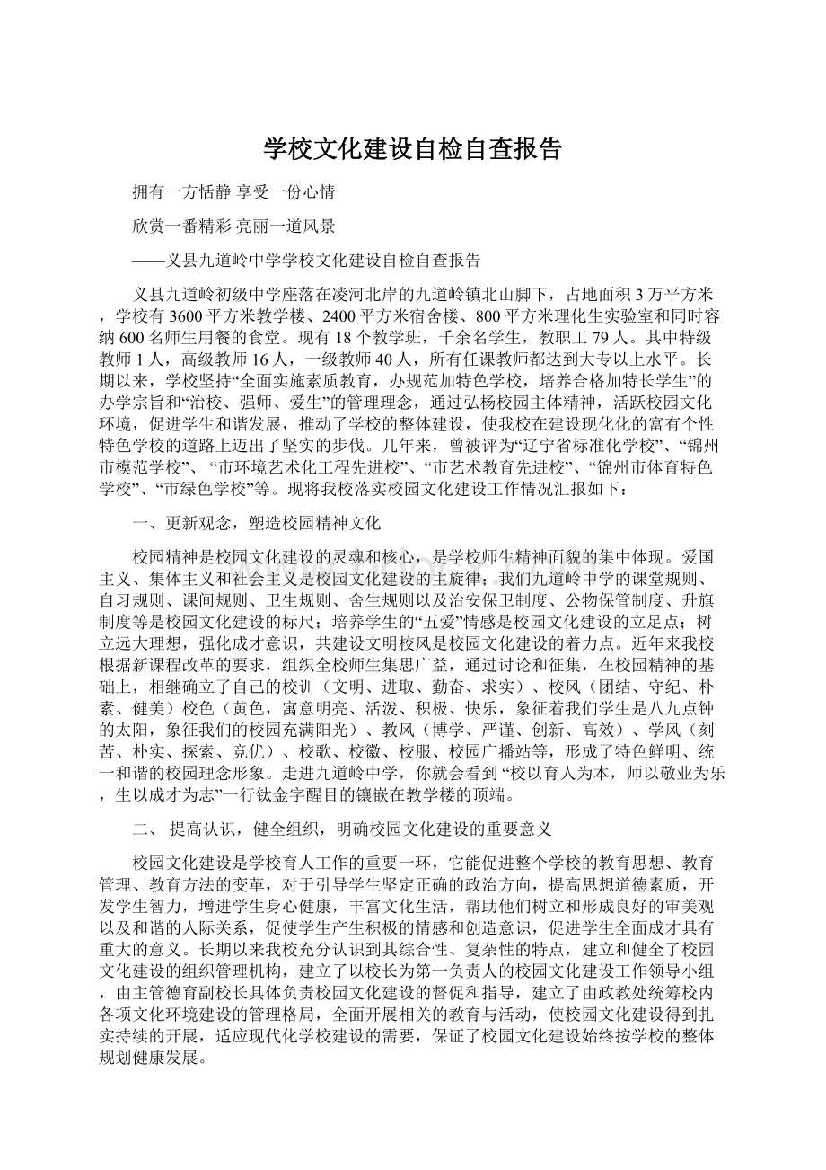 学校文化建设自检自查报告.docx