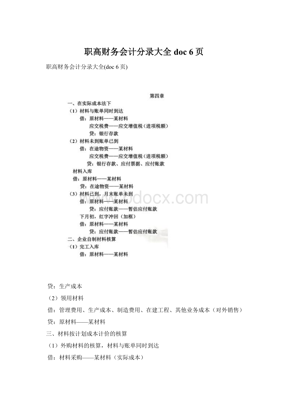 职高财务会计分录大全doc 6页Word文档格式.docx