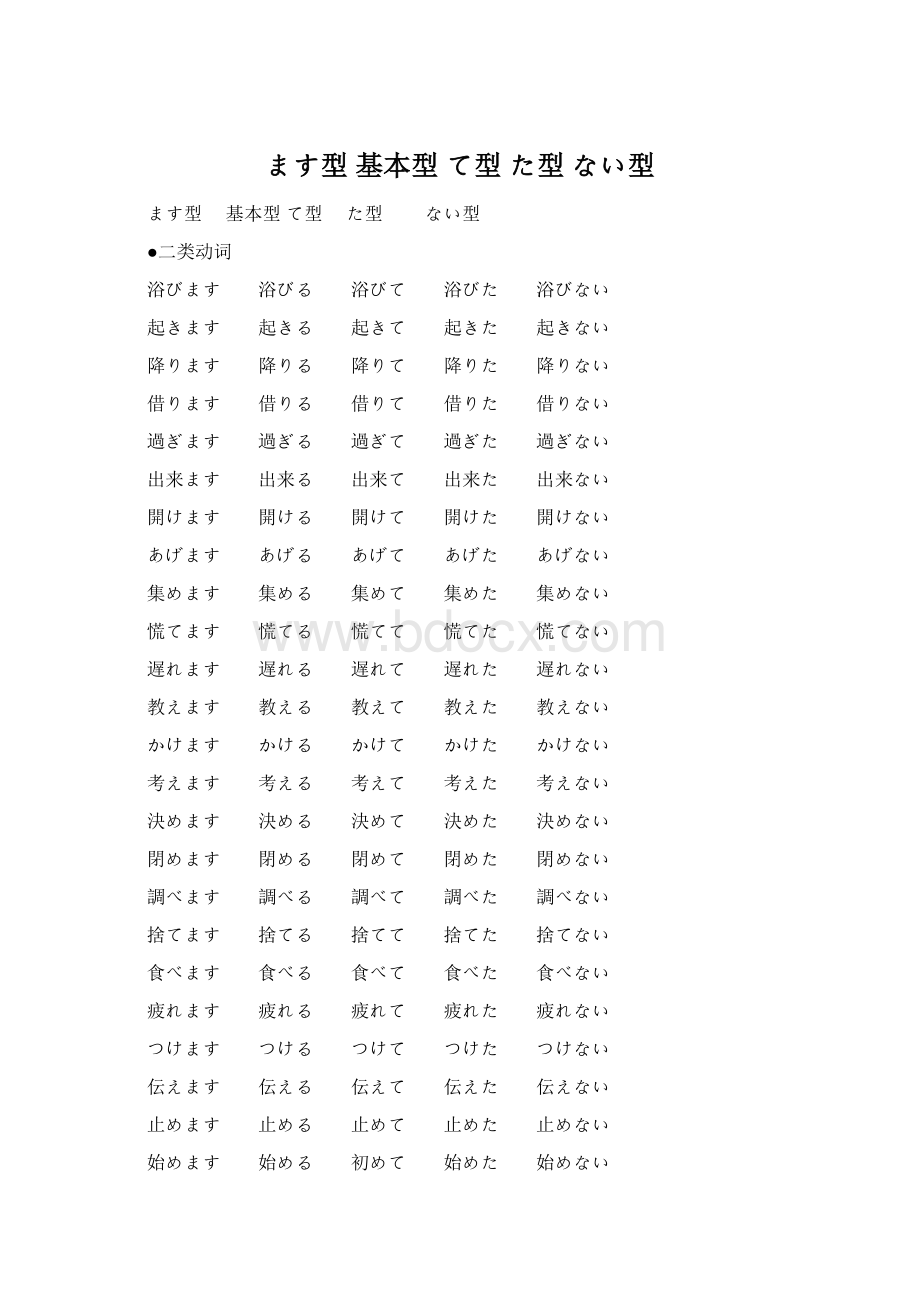 ます型 基本型 て型 た型 ない型.docx_第1页