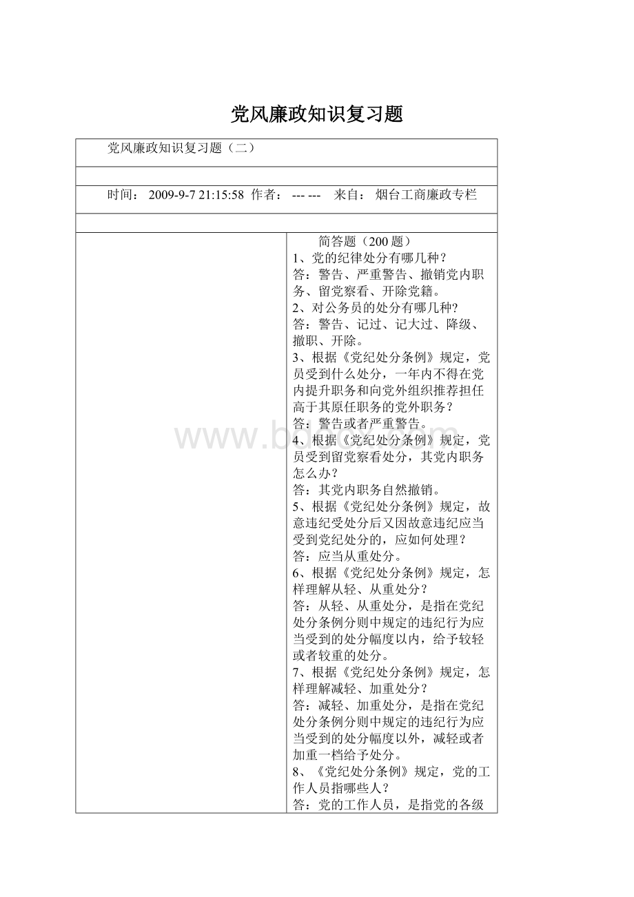 党风廉政知识复习题.docx_第1页