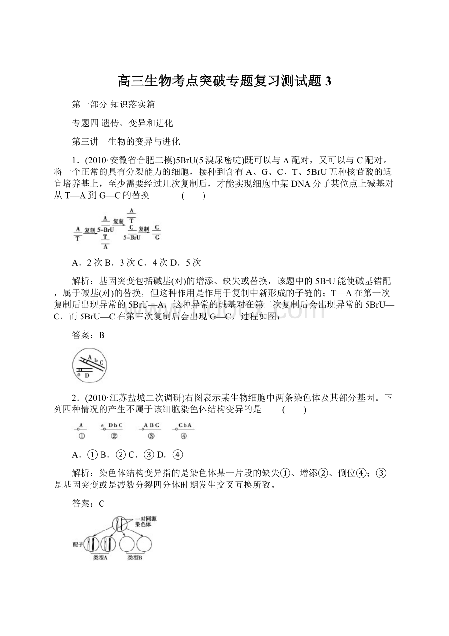 高三生物考点突破专题复习测试题3Word文档格式.docx_第1页