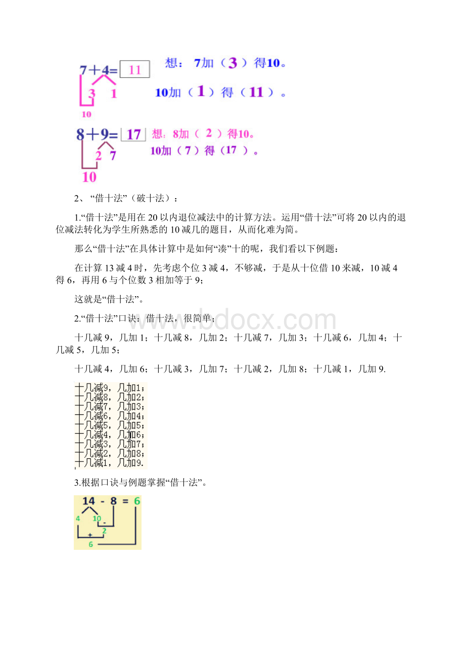 小学一年级数学上册凑十法破十法借十法练习题文档格式.docx_第2页