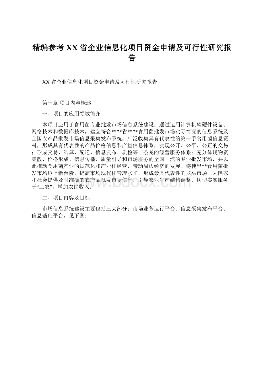 精编参考XX省企业信息化项目资金申请及可行性研究报告Word下载.docx