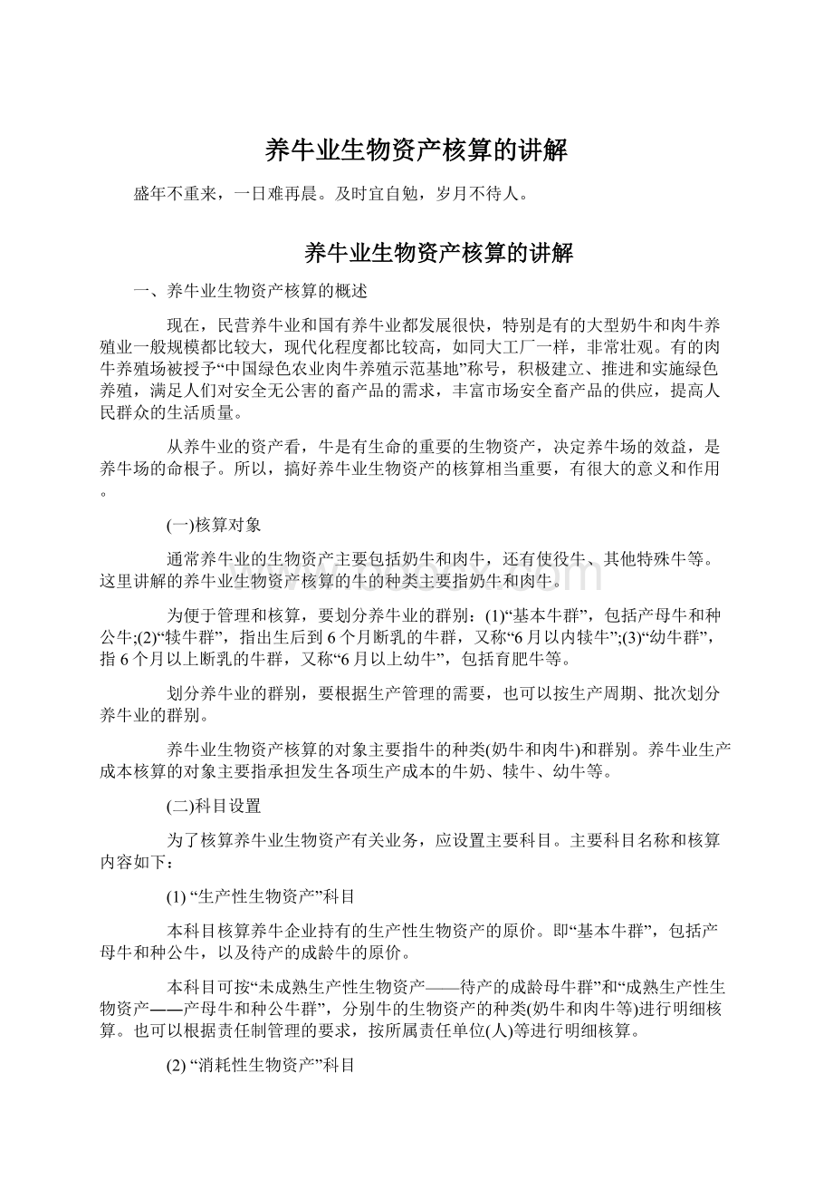 养牛业生物资产核算的讲解Word文档下载推荐.docx