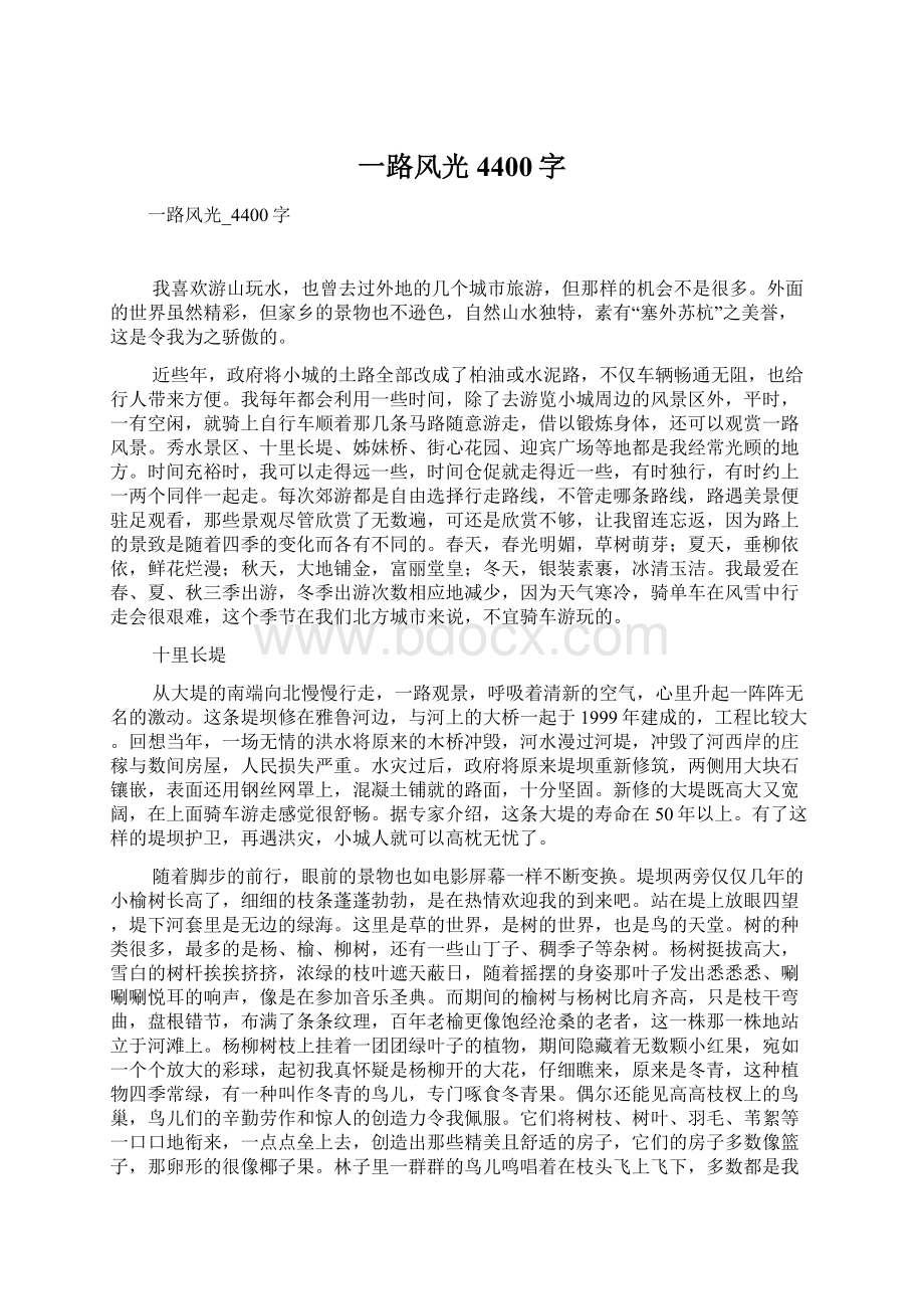 一路风光4400字Word格式文档下载.docx_第1页