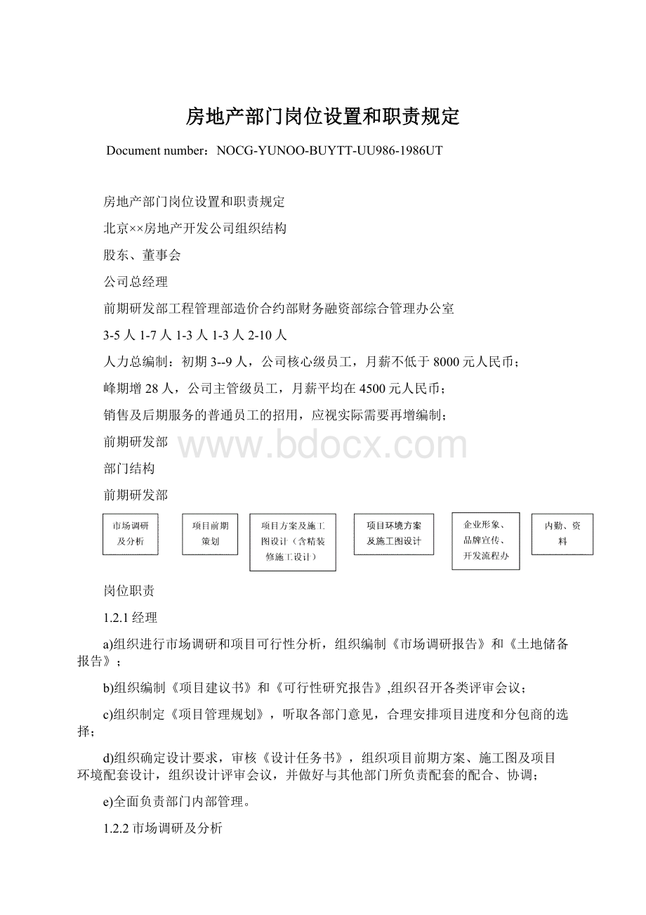 房地产部门岗位设置和职责规定Word文件下载.docx