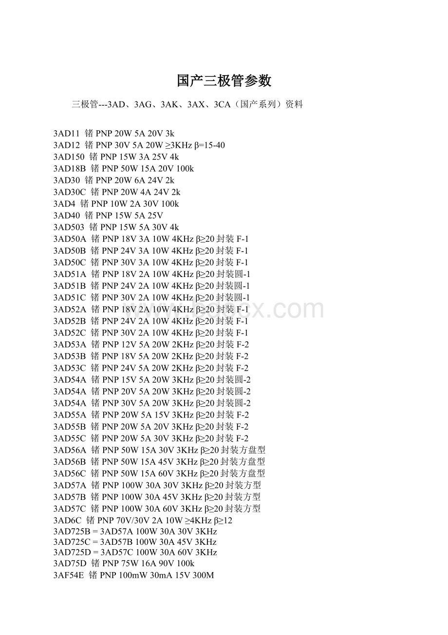 国产三极管参数Word文档格式.docx_第1页