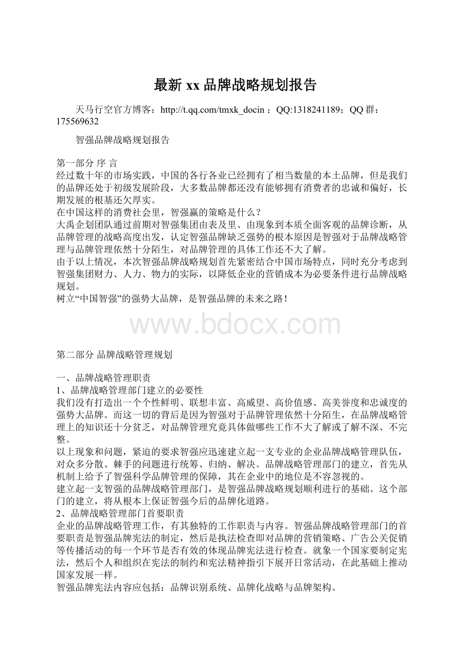 最新xx品牌战略规划报告.docx_第1页