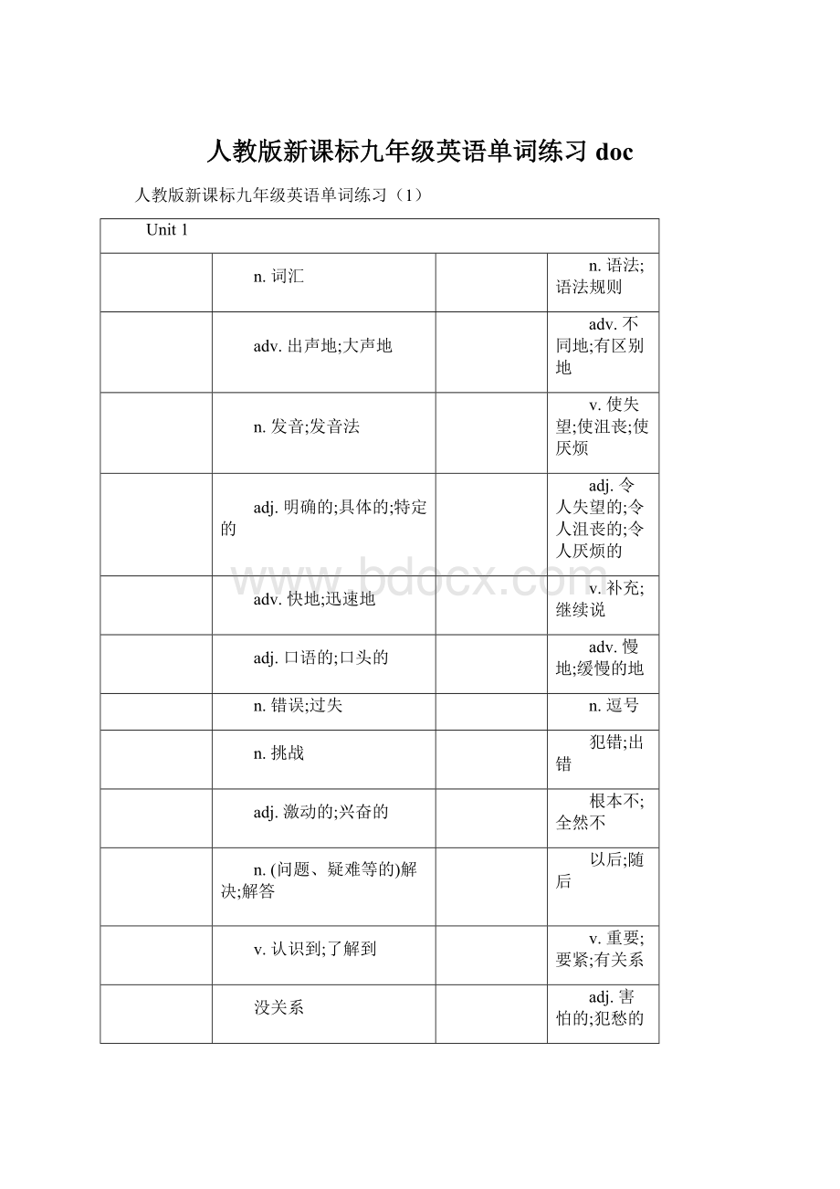 人教版新课标九年级英语单词练习doc.docx