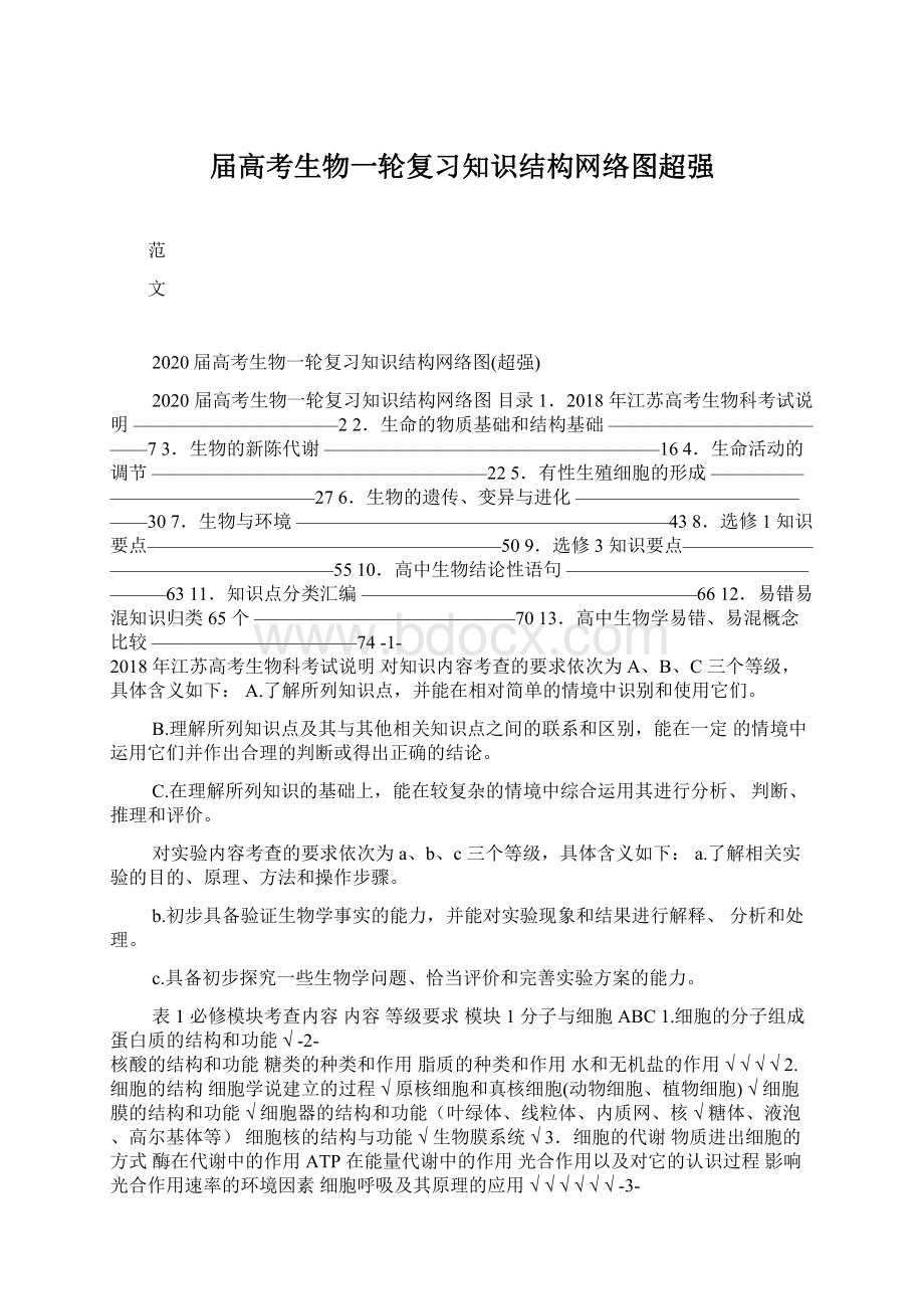 届高考生物一轮复习知识结构网络图超强Word文件下载.docx