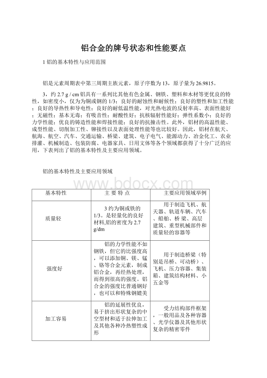 铝合金的牌号状态和性能要点.docx