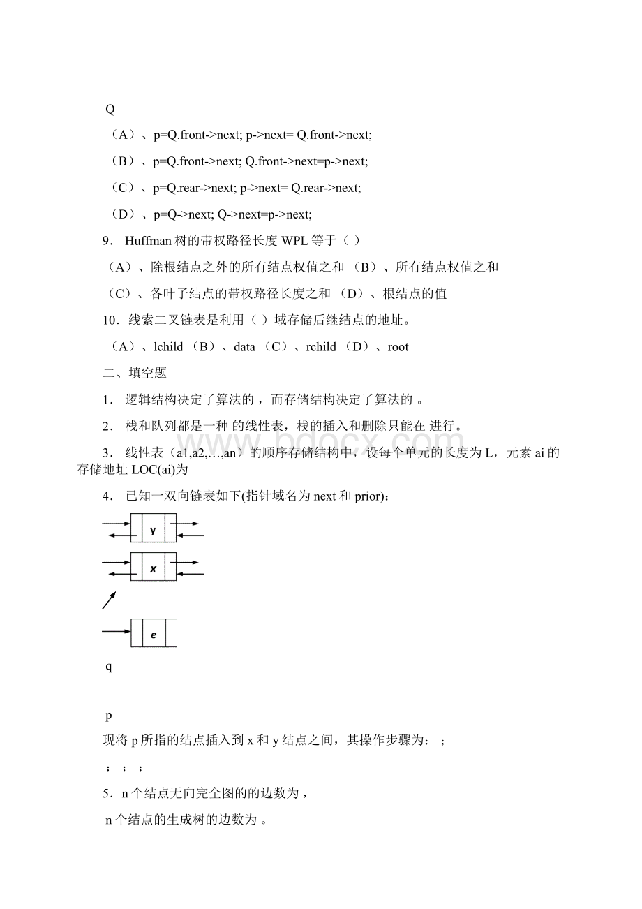 《数据结构》期末考试试题及答案课件Word文件下载.docx_第2页