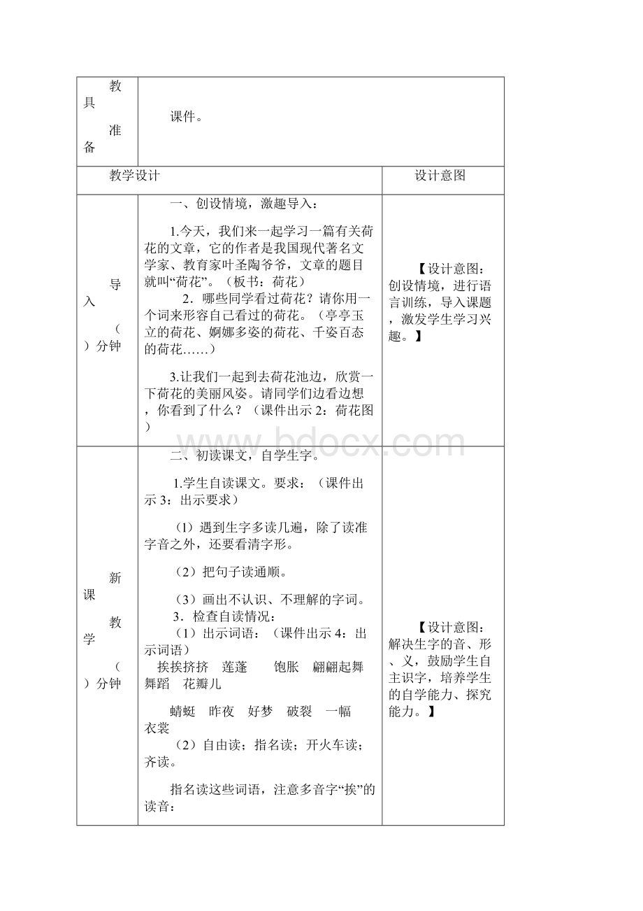 人教版三年级下册语文教案荷花教案Word文档格式.docx_第2页