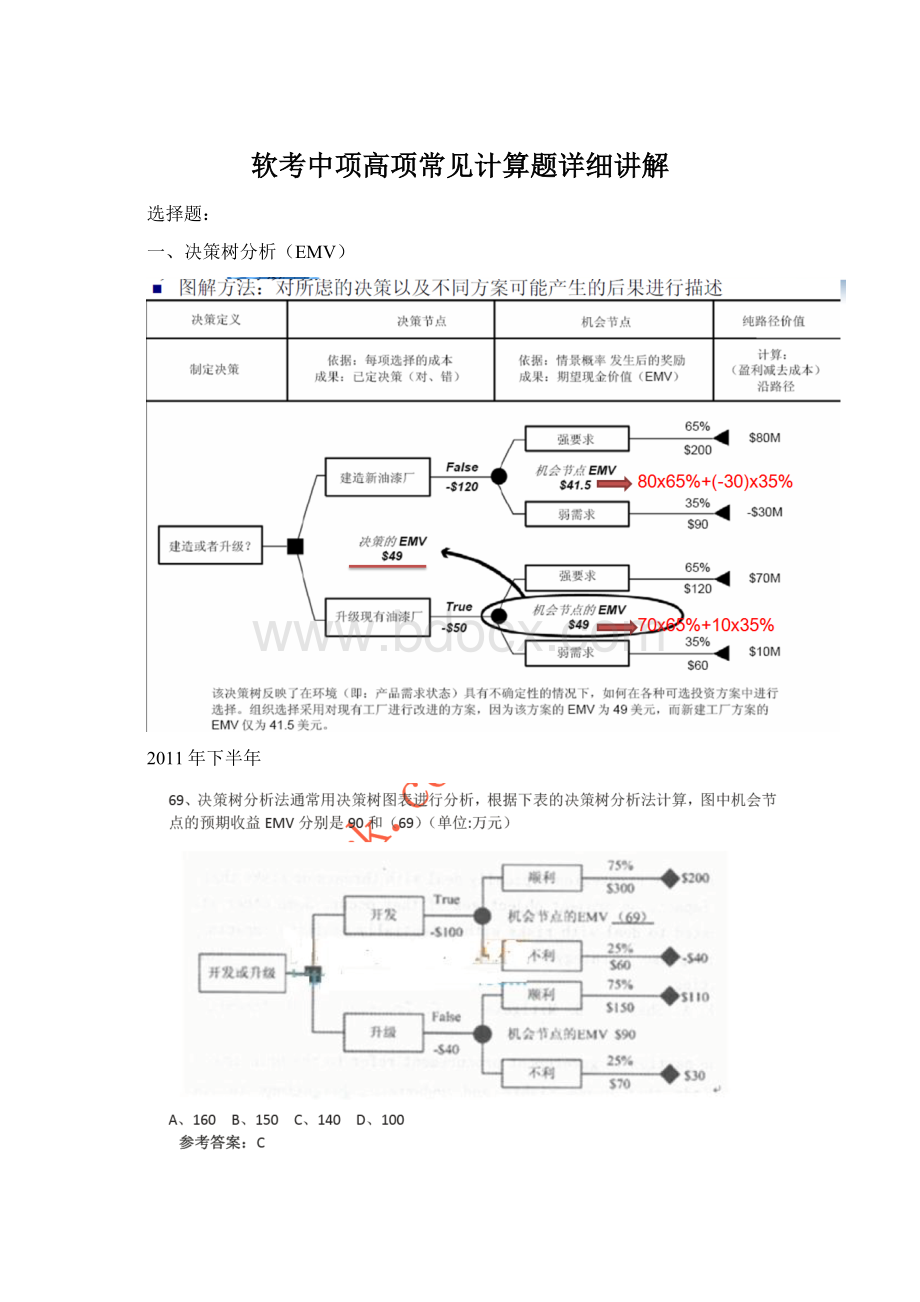 软考中项高项常见计算题详细讲解.docx