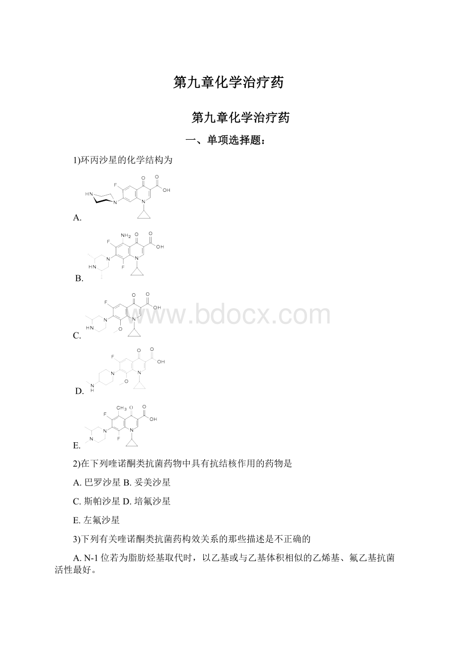 第九章化学治疗药Word格式.docx_第1页