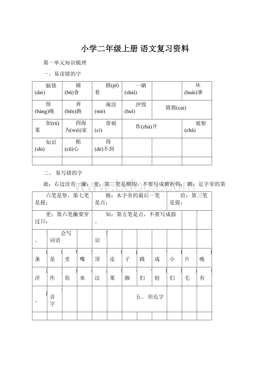 小学二年级上册 语文复习资料.docx_第1页