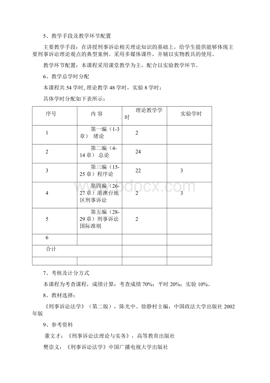 刑事诉讼法教学大纲Word文档格式.docx_第2页