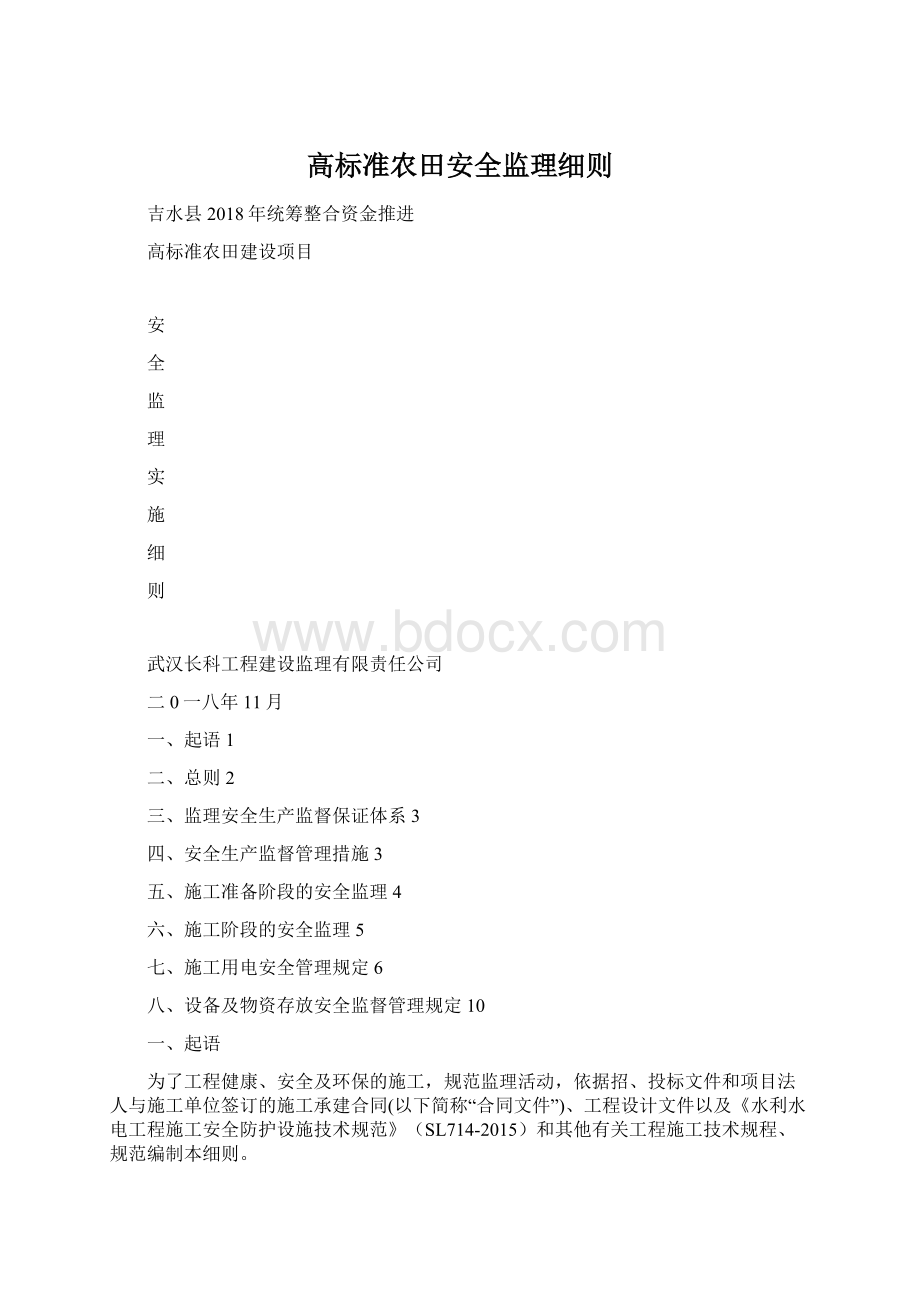 高标准农田安全监理细则Word格式文档下载.docx