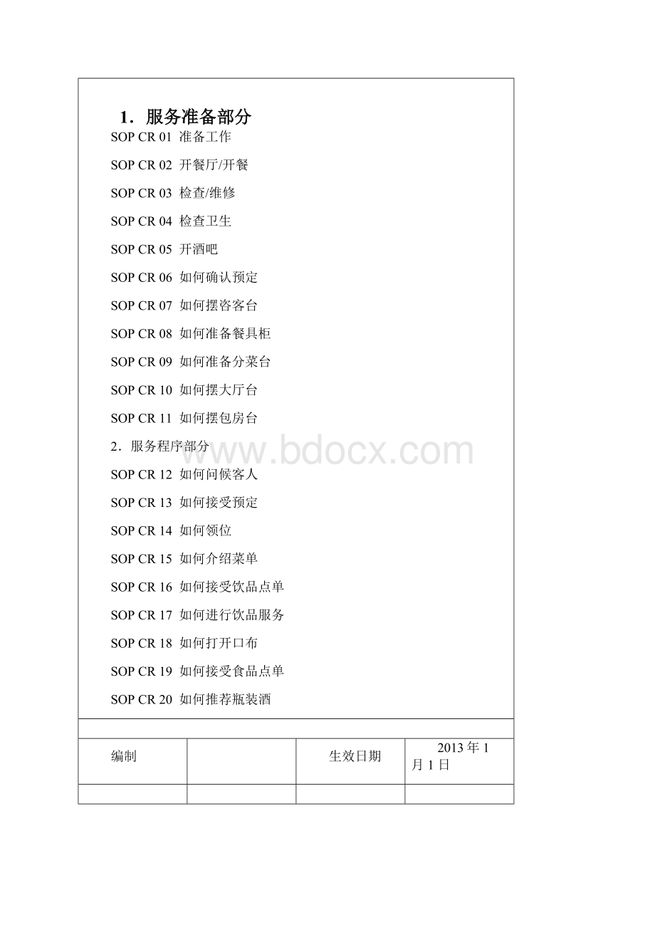 中餐厅标准运作程序手册餐饮部SOP.docx_第3页