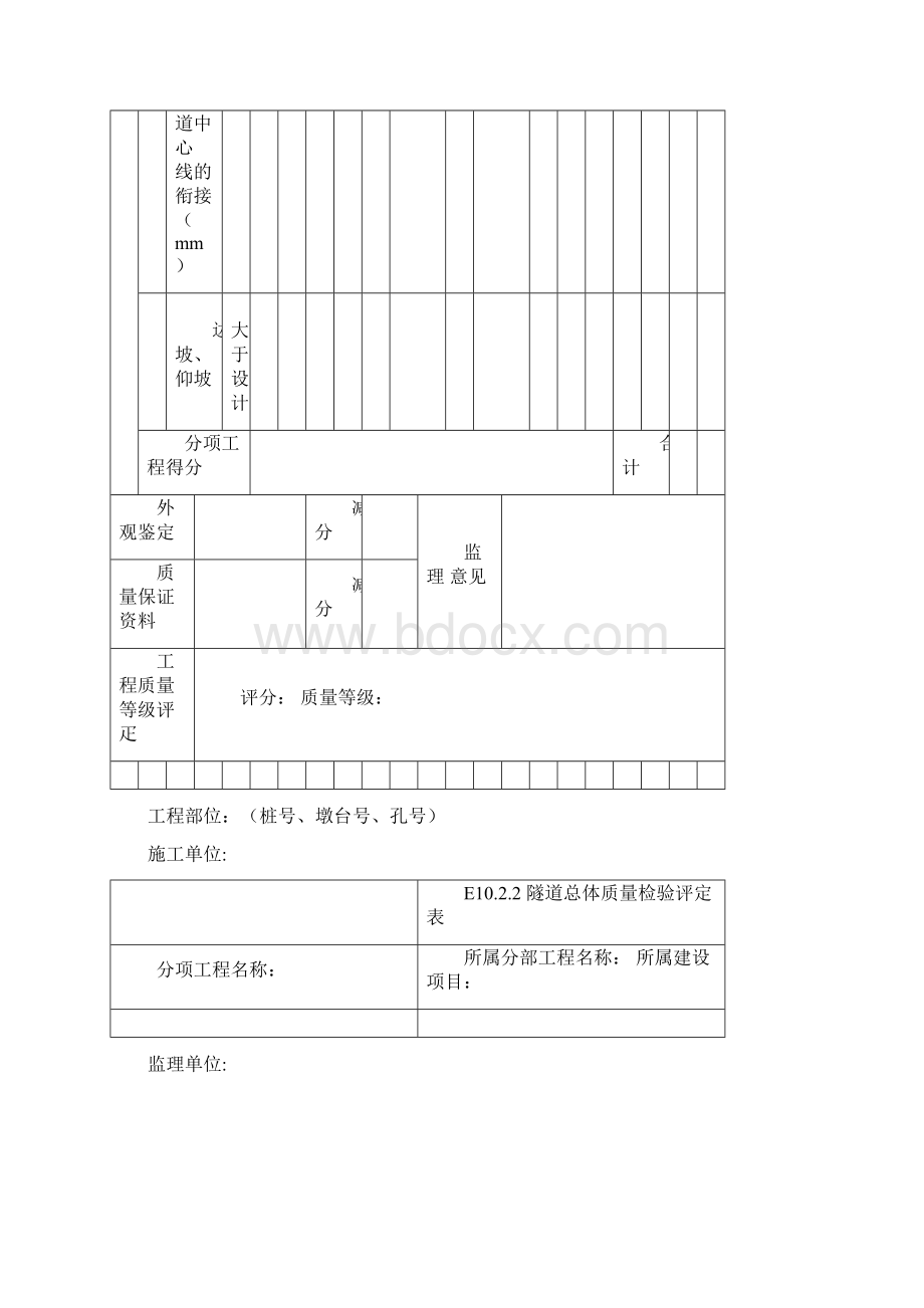 隧道工程质量检验评定表文档格式.docx_第2页