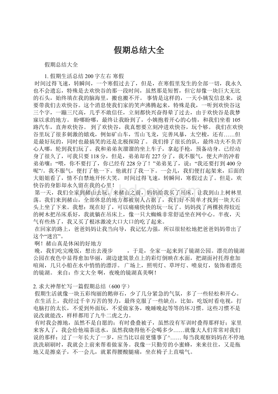 假期总结大全Word格式文档下载.docx