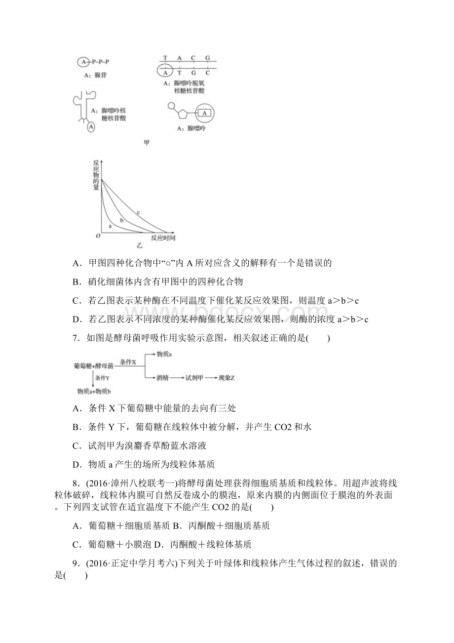 精品新高考生物人教版单元检测三细胞的能量供应和利用及答案文档格式.docx_第3页