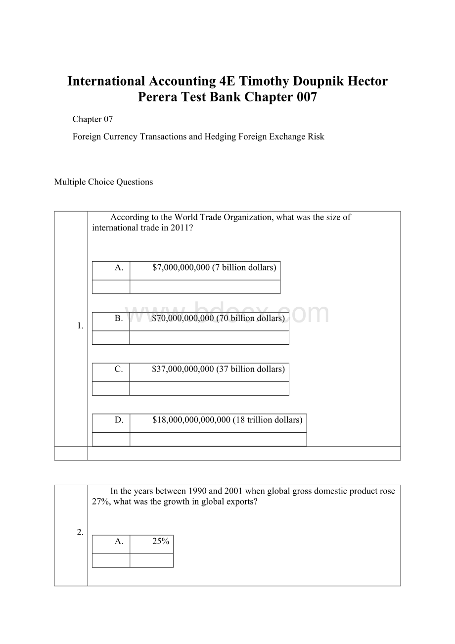 International Accounting 4E Timothy DoupnikHector Perera Test Bank Chapter 007.docx_第1页