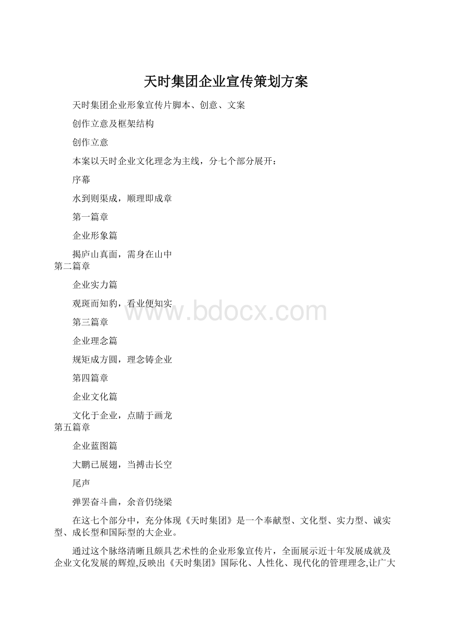 天时集团企业宣传策划方案.docx_第1页