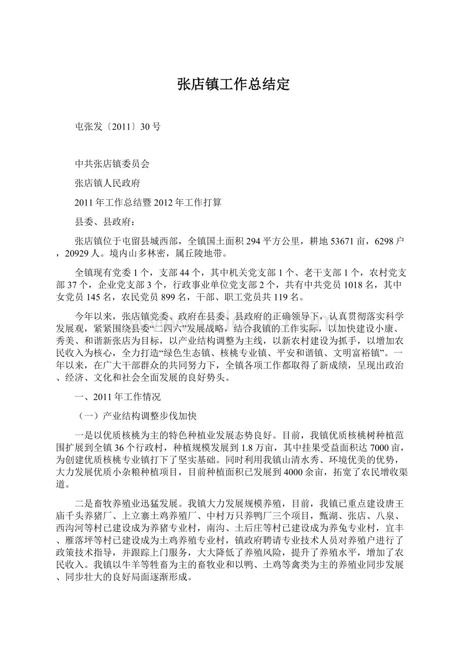 张店镇工作总结定Word文档下载推荐.docx