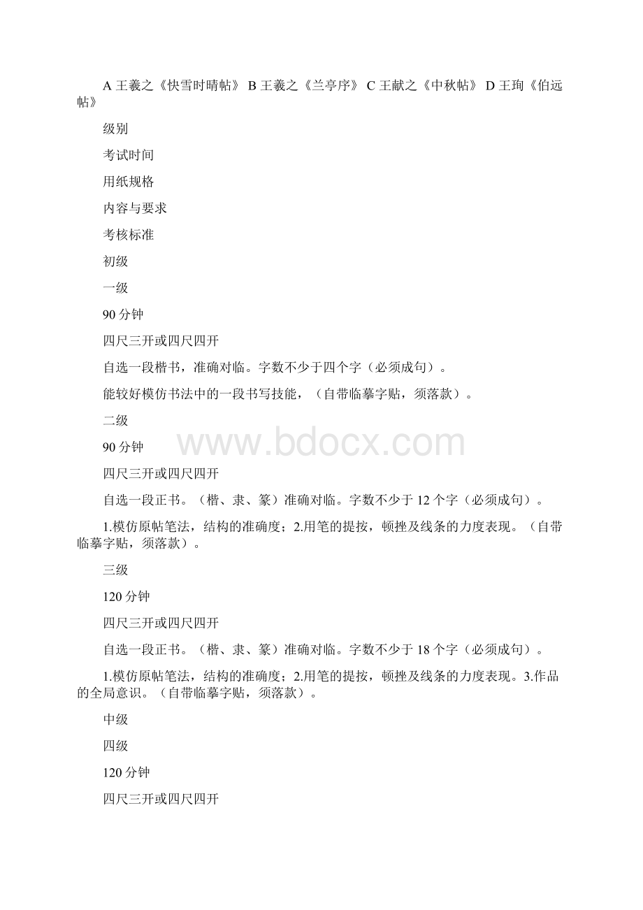 书法等级考试一到九级试题含答案.docx_第3页