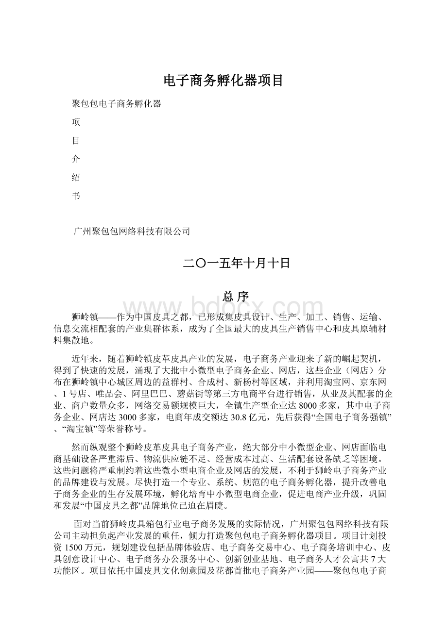 电子商务孵化器项目Word文件下载.docx