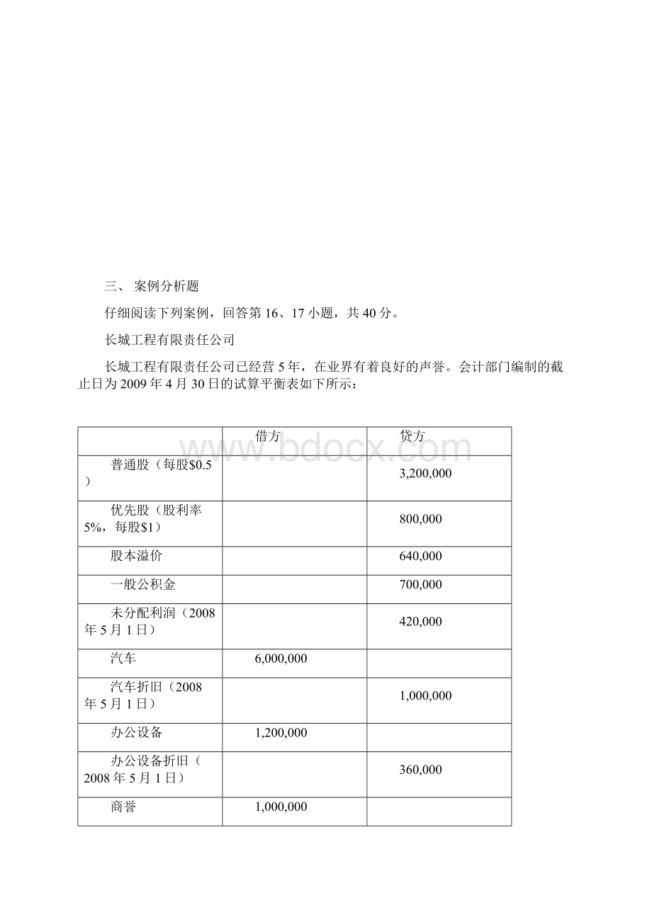 会计原理与实务样卷及答案 金融管理本科管理段证书课程考试文档格式.docx_第3页