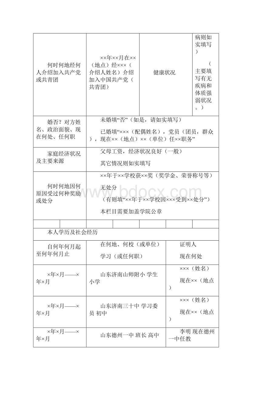 山东省《高等学校毕业生登记表》全集文档.docx_第3页