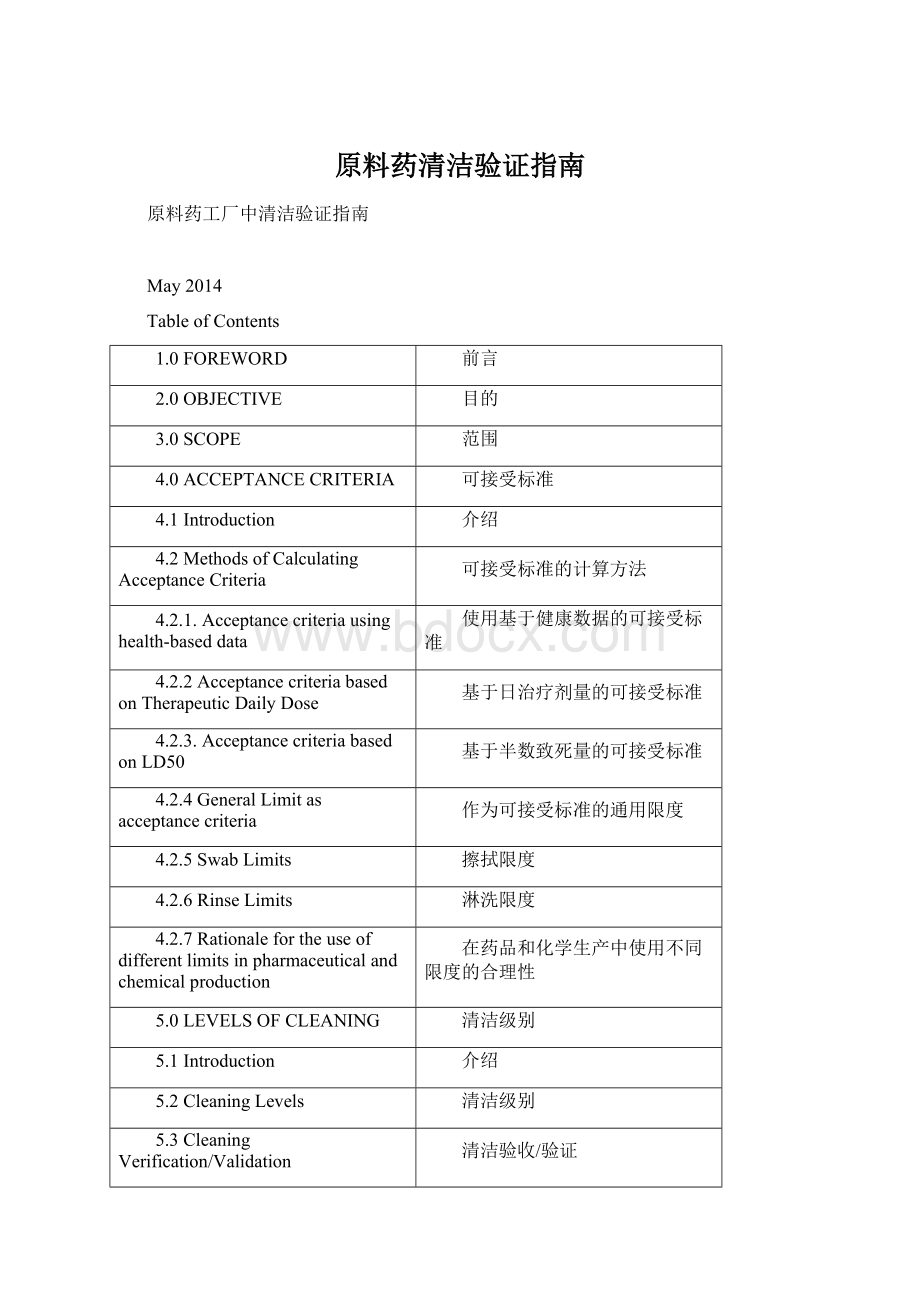 原料药清洁验证指南Word文档格式.docx_第1页