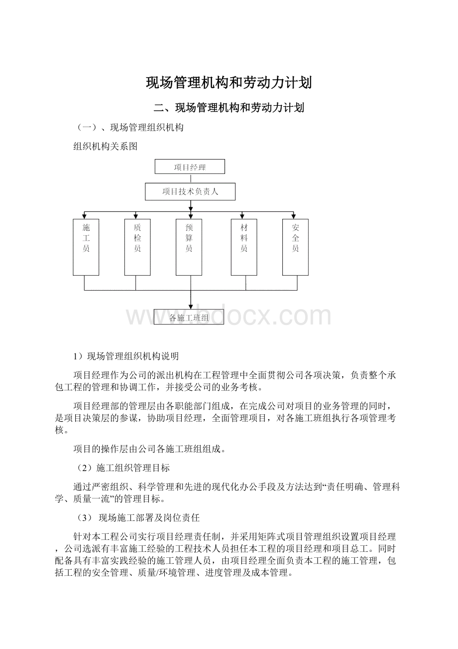 现场管理机构和劳动力计划.docx