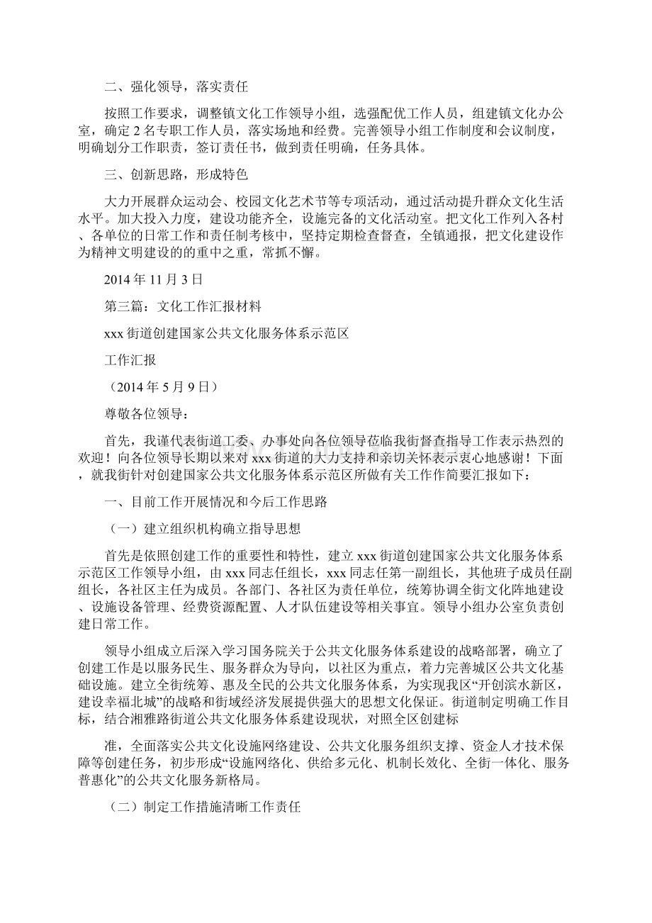 文化工作汇报材料精选多篇.docx_第3页