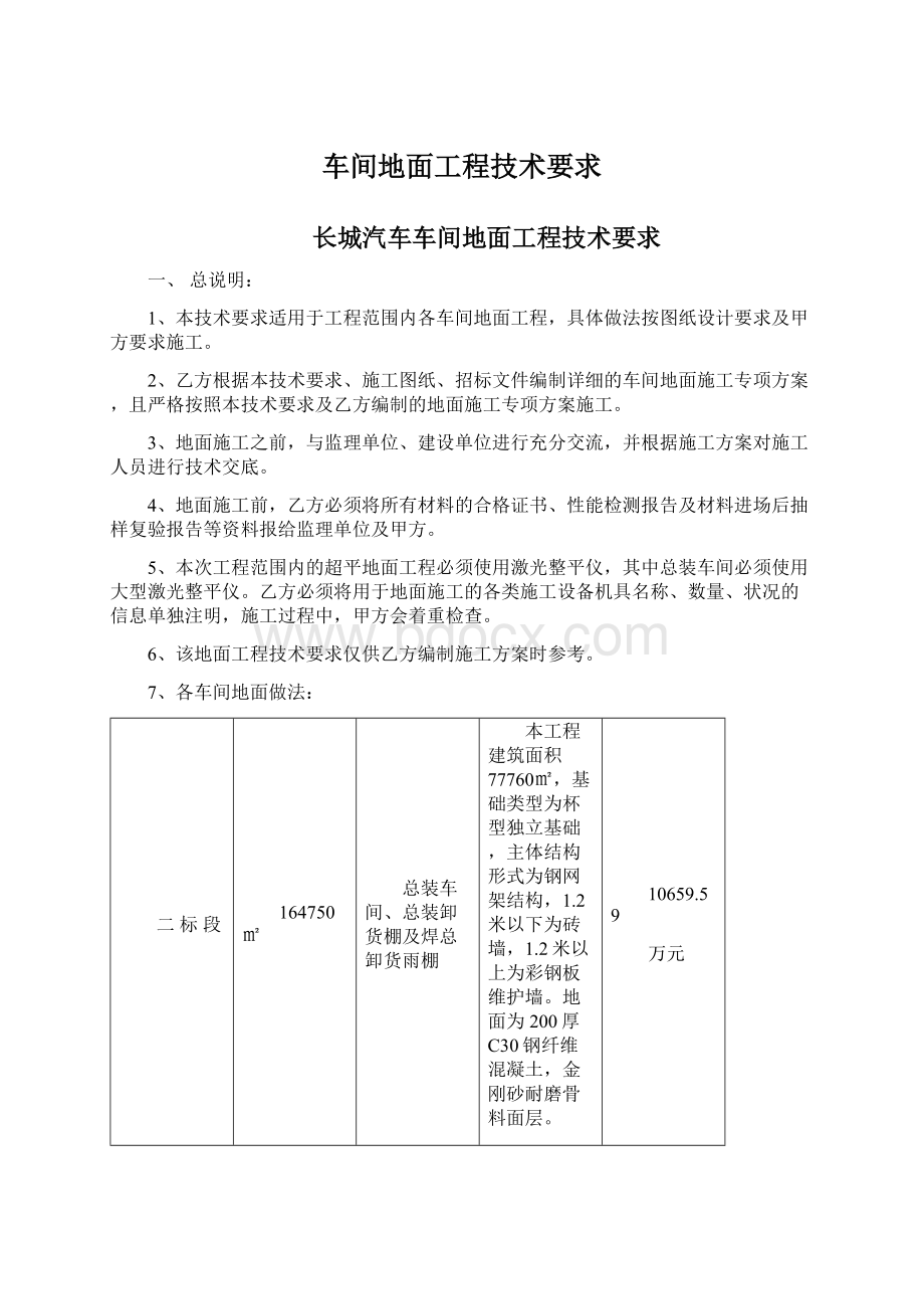 车间地面工程技术要求Word下载.docx