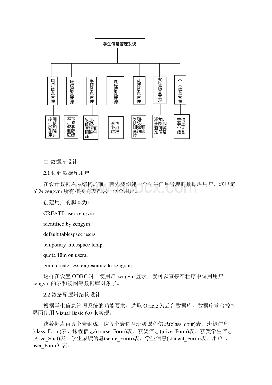 Oracle学生信息管理系统Word文档下载推荐.docx_第2页