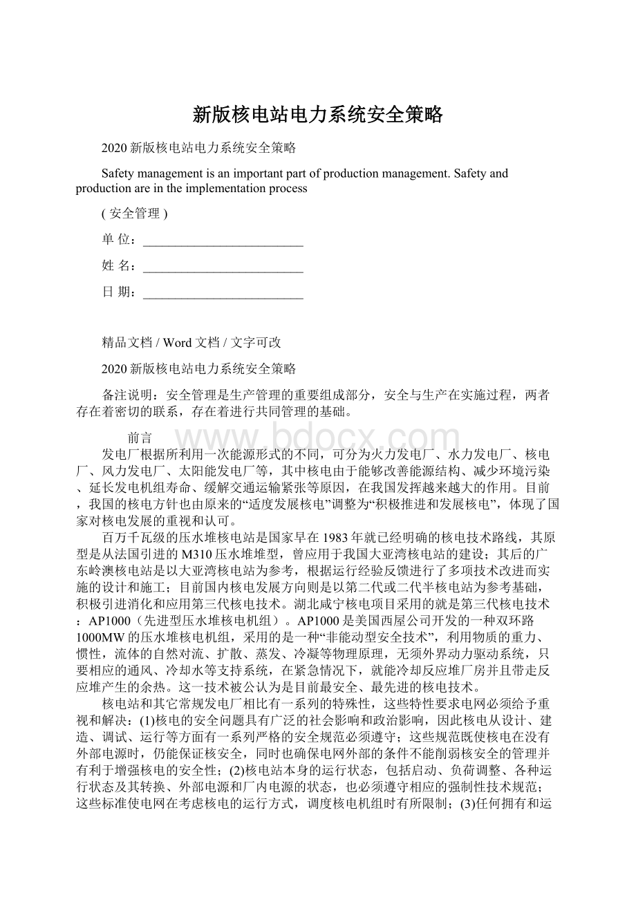 新版核电站电力系统安全策略.docx