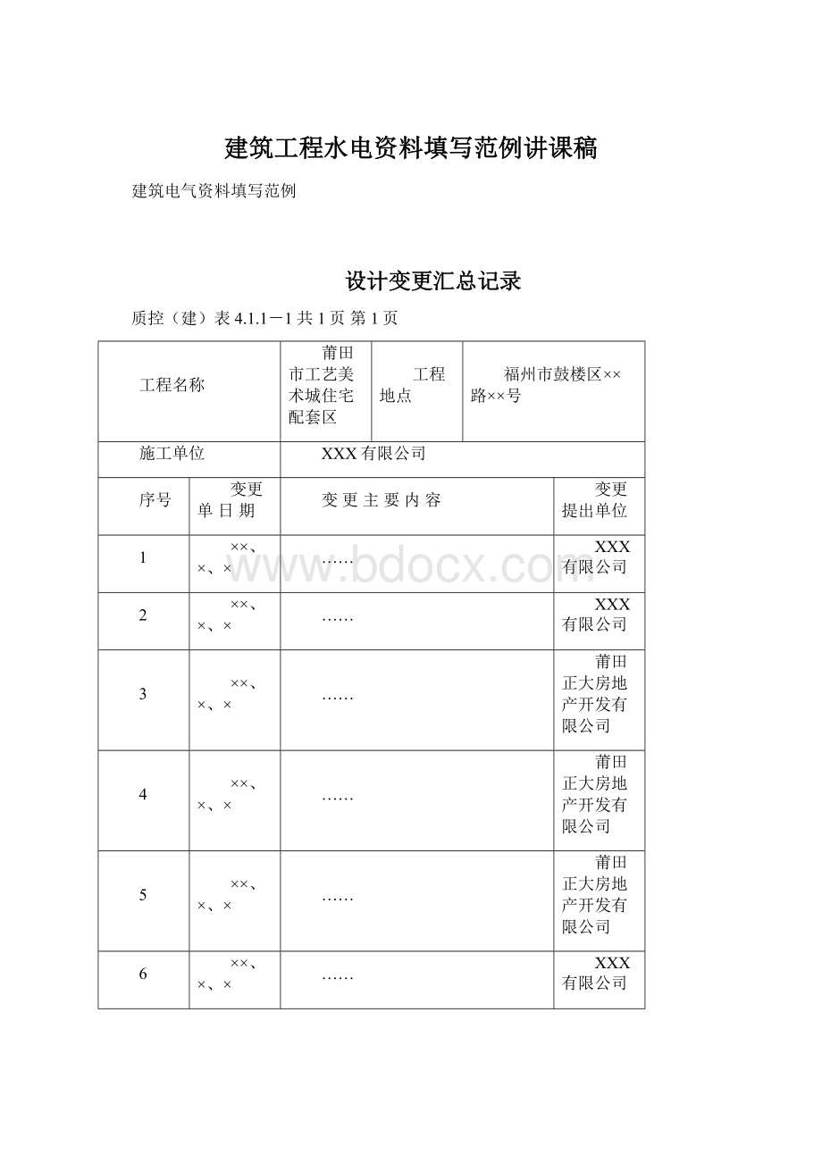 建筑工程水电资料填写范例讲课稿.docx_第1页