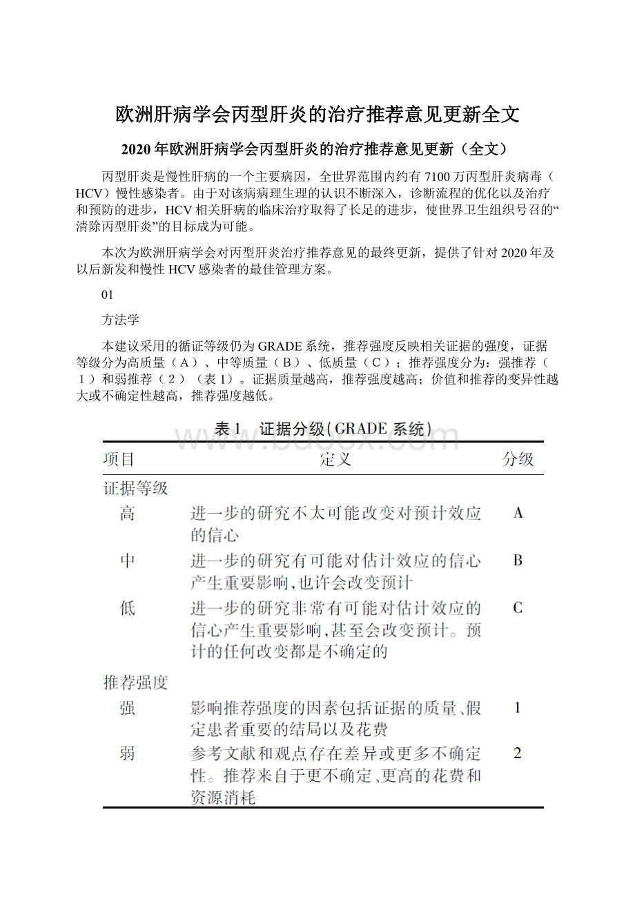 欧洲肝病学会丙型肝炎的治疗推荐意见更新全文.docx