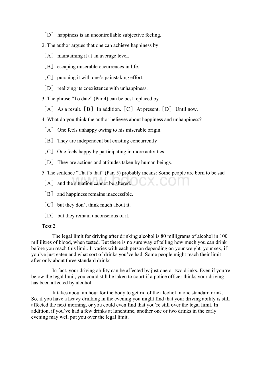 考研英语阅读理解精选试题及答案解析Word文档下载推荐.docx_第2页