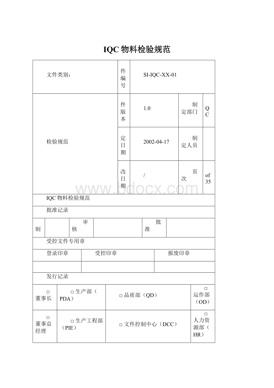 IQC物料检验规范Word文档格式.docx_第1页