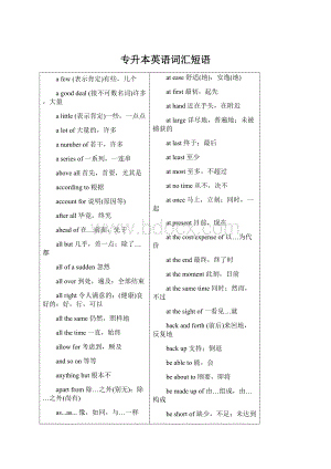 专升本英语词汇短语Word文档格式.docx