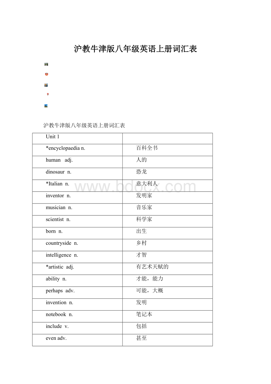 沪教牛津版八年级英语上册词汇表.docx_第1页