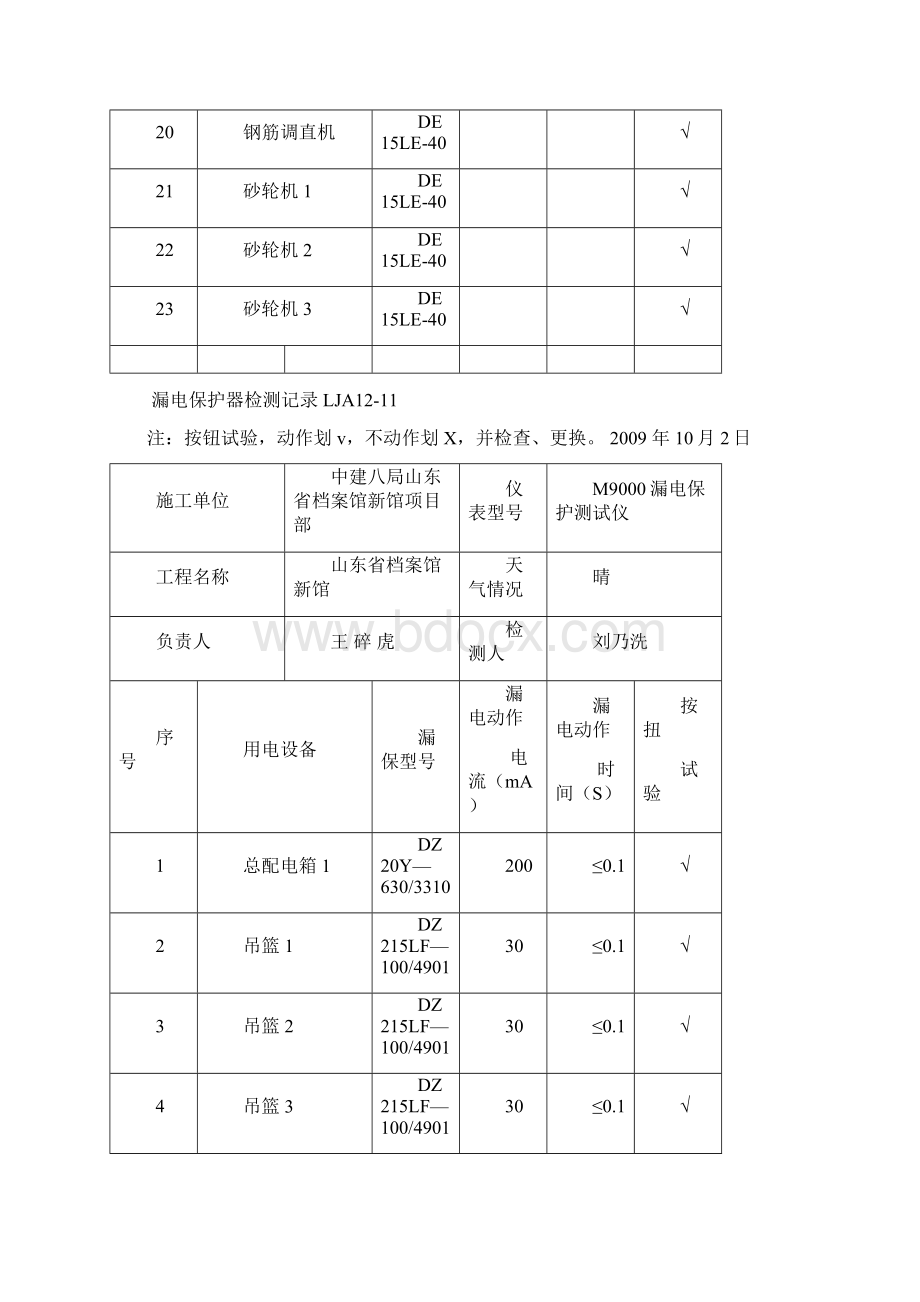 漏电保护器检测记录.docx_第3页