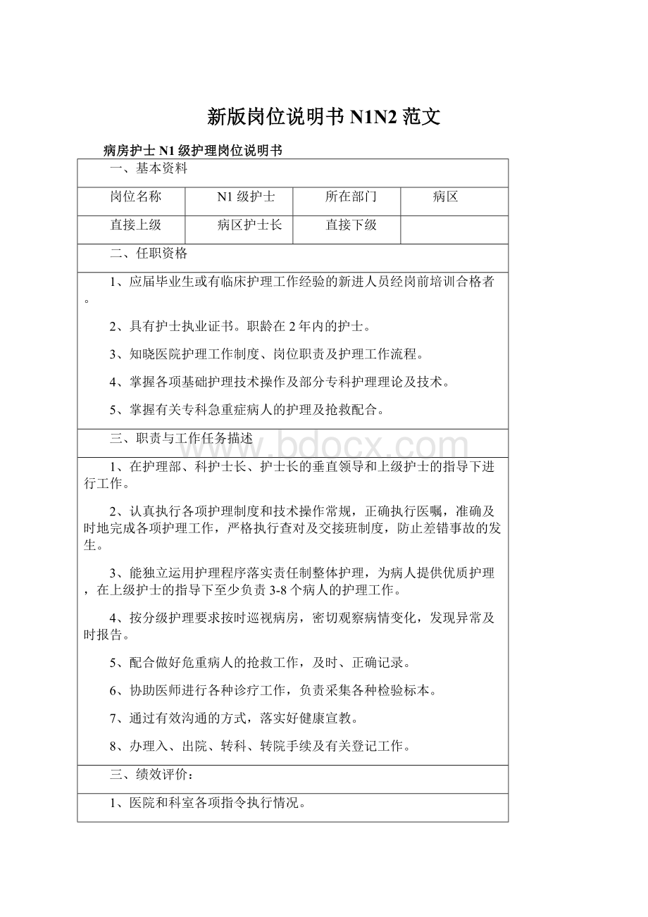 新版岗位说明书N1N2范文.docx_第1页