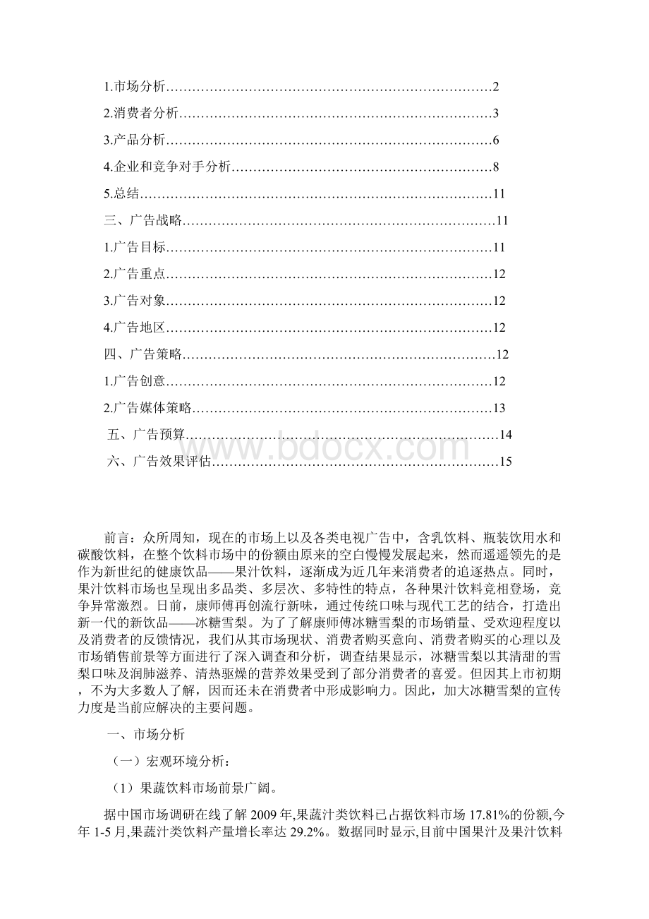 康师傅冰糖雪梨广告策划书Word文件下载.docx_第2页