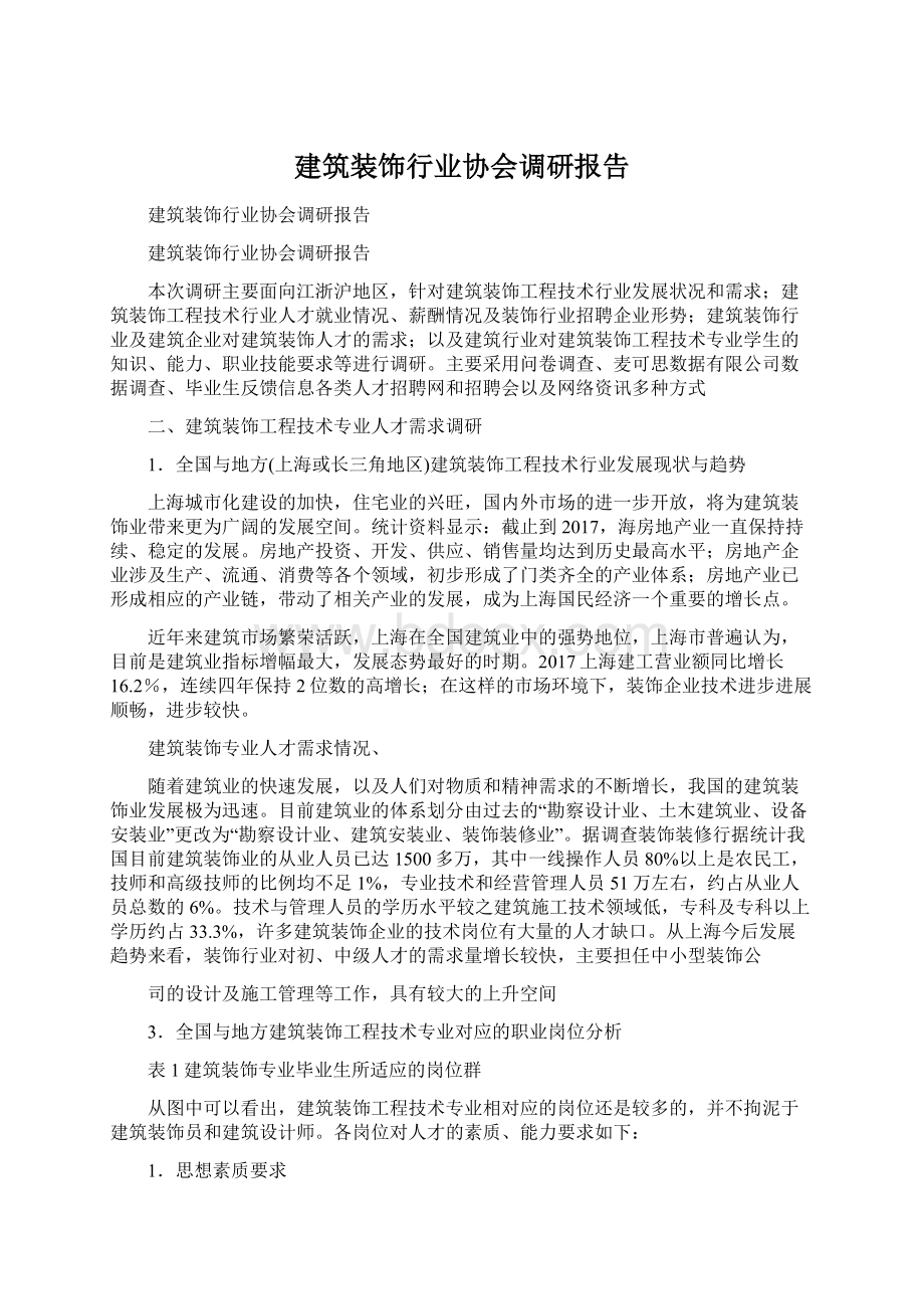 建筑装饰行业协会调研报告Word下载.docx