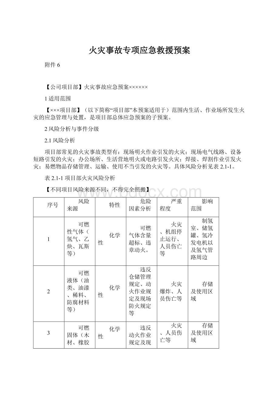 火灾事故专项应急救援预案Word文件下载.docx_第1页